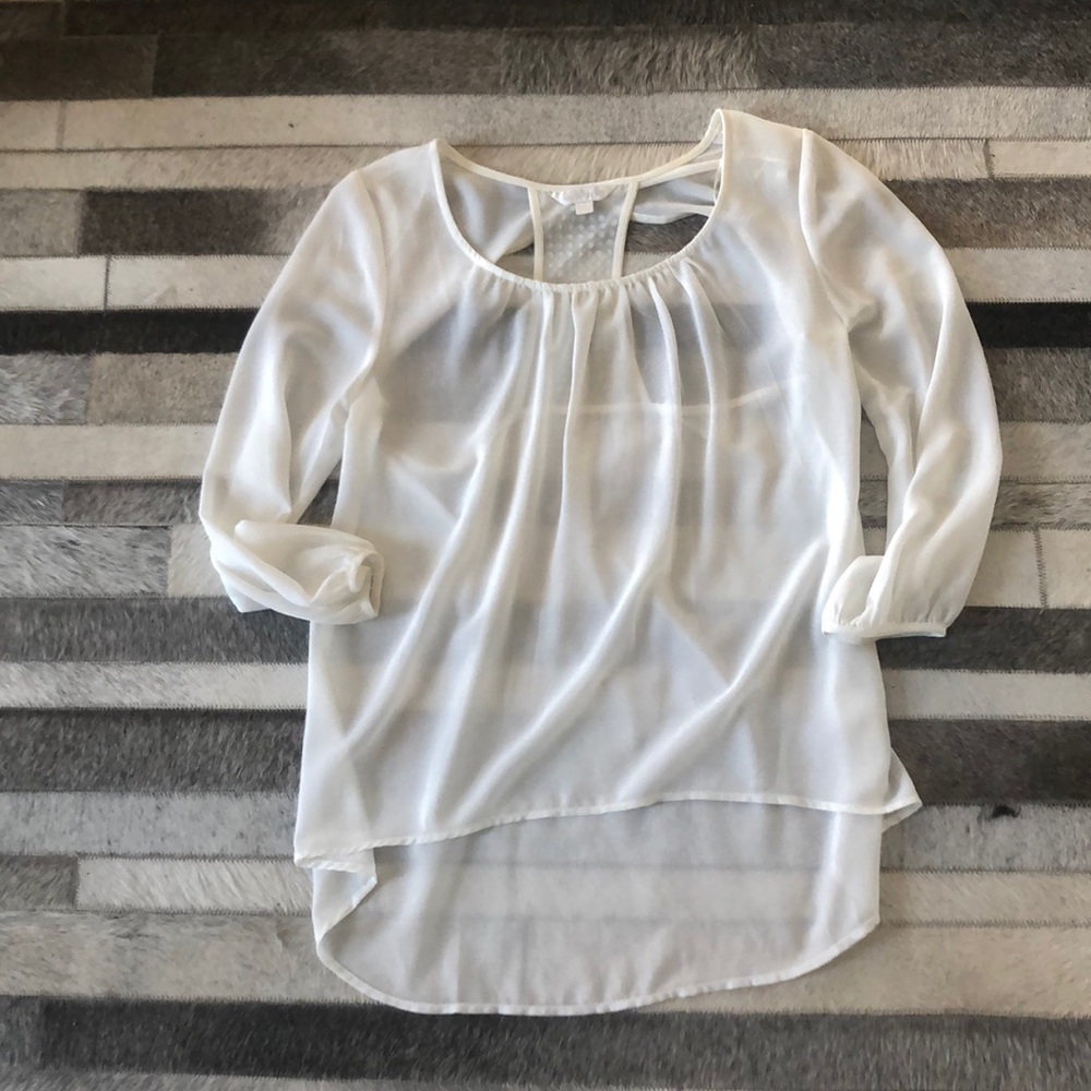 White Sheer Layered Blouse - Women